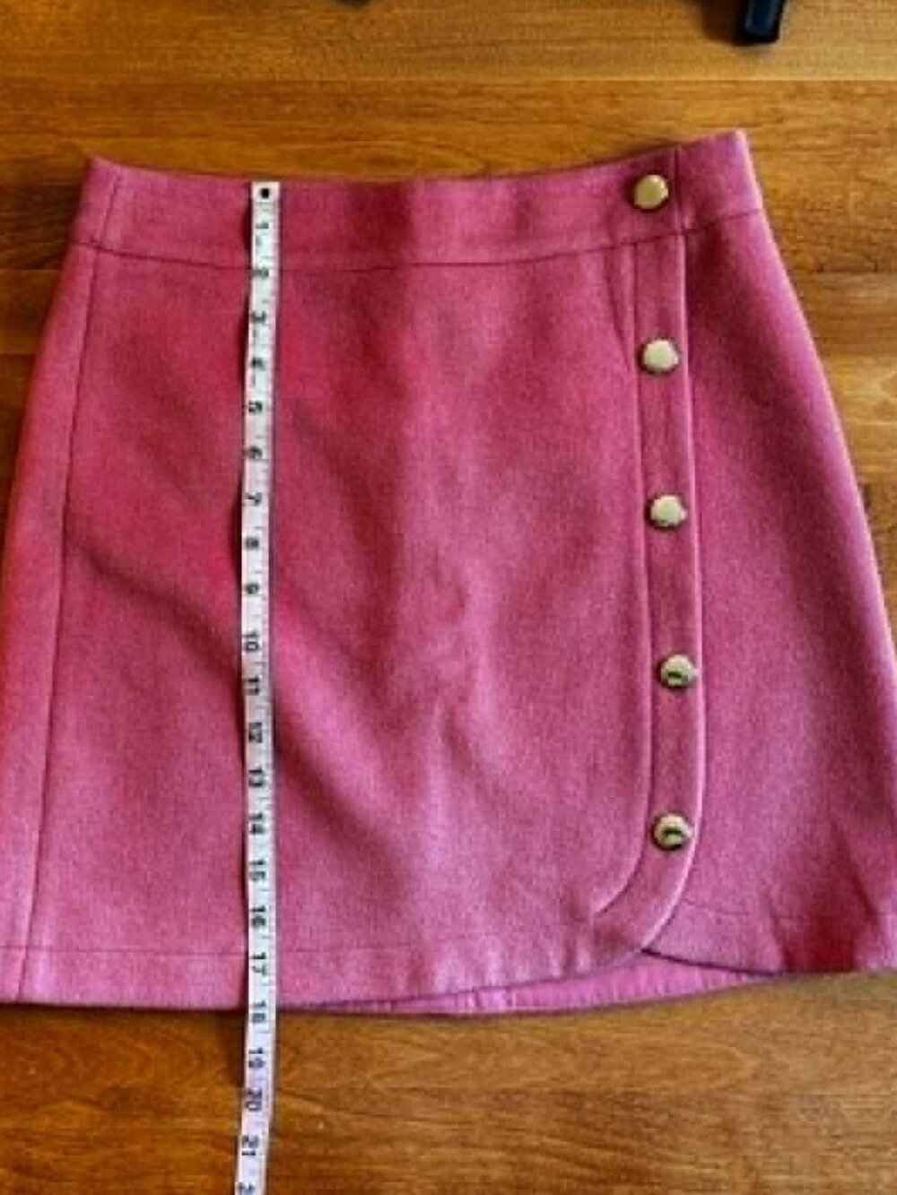 LOFT Textured Pink  Faux Wrap Mini Skirt with Gold Buttons - Size 4